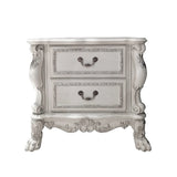2 Drawers Poplar Wood Nightstand in Bone White Finish
