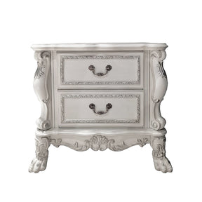 2 Drawers Poplar Wood Nightstand in Bone White Finish