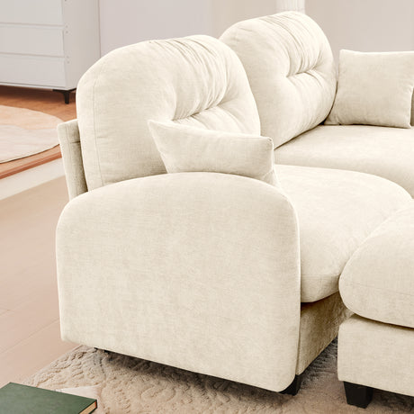 Modular Sectional U Shaped Couch With Ottoman,Soft Chenille Fabric  Tufted Cushion Backrest Design,High-Density Foam Ergonomic design,Elegant Armrests,Easy Install Fits Bedrooms Living Rooms,Beige - sold by Home Elegance USA