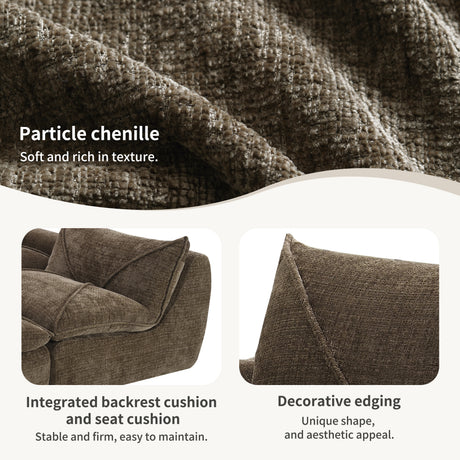 116'' Fully Compressed Sofa with High Density Foam, Integrated Backrest&Seat Cushion, Decorative Edging, Legless Design without Frame, No Assembly Required, Free Combination, Particle Chenille - sold by Home Elegance USA