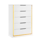 Contemporary Glam White Finish Chest with Storage Drawers LED Light 8-Colors Bedroom Furniture 1pc Vertical Dresser