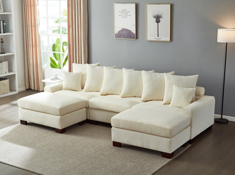 Modular Sectional Sofa,5 Seater Oversized Convertible L & U Shaped Couch, Corduroy Fabric - sold by Home Elegance USA