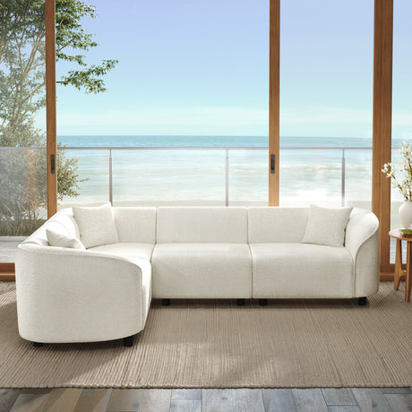 104' L-Shaped Curved Contemporary Sectional Sofa in Beige: Plush 4-Seater, Sculptural Design & Premium Bouclé Upholstery – Modern Luxury for Spacious Living - sold by Home Elegance USA