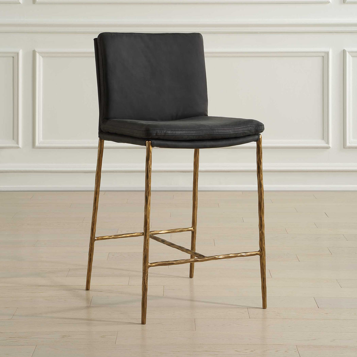 Ascend Counter Stool Charcoal - Black / Gold by Uttermost - View 3