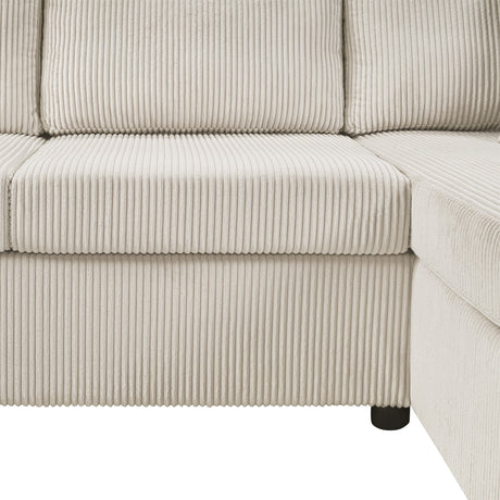 Oversized Sectional Sofa 115.3' U-Shaped Sofa with Chaise Lounge and Three Soft Throw Pillows, Light Gray Corduroy, 115.3' x 90.5' - sold by Home Elegance USA