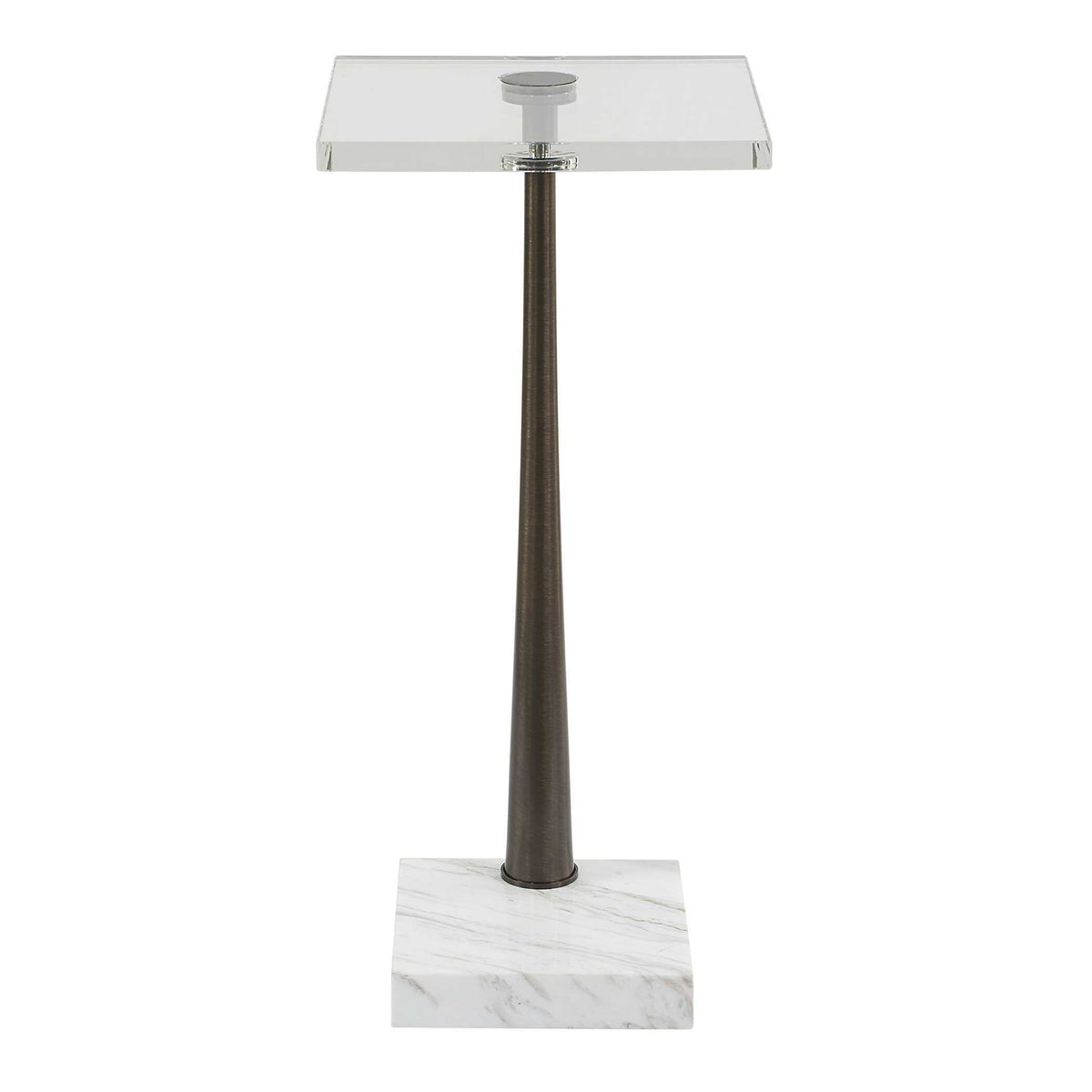 Pelton Marble Glass Drink Table Bronze / White - Dark Brown / White by Uttermost - View 4
