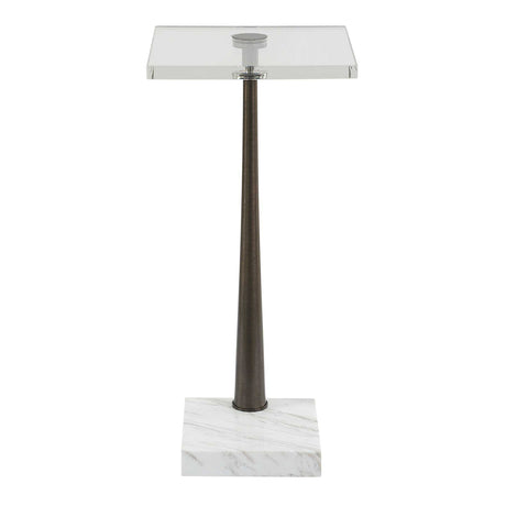 Pelton Marble Glass Drink Table Bronze / White - Dark Brown / White by Uttermost - View 4