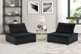 Anna Black Velvet Set of 2 Armless Lounge Chair | Home Elegance USA