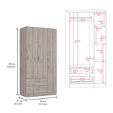 Three Door Armoire Clark, Bedroom, Light Gray - sold by Home Elegance USA