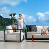 Remsen Outdoor Lounge Chair Black / Oyster - Black / White by Uttermost - View 3