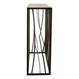 Reed Travertine Console Table Black & Light Brown - Black / Light Brown by Uttermost - View 4