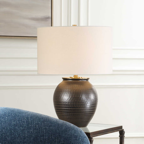 Hawkins Ribbed Table Lamp Bronze - Black by Uttermost - View 2