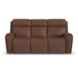 Warren Power Reclining Sofa With Console, Power Headrest & Lumbar - Dark Brown | Flexsteel