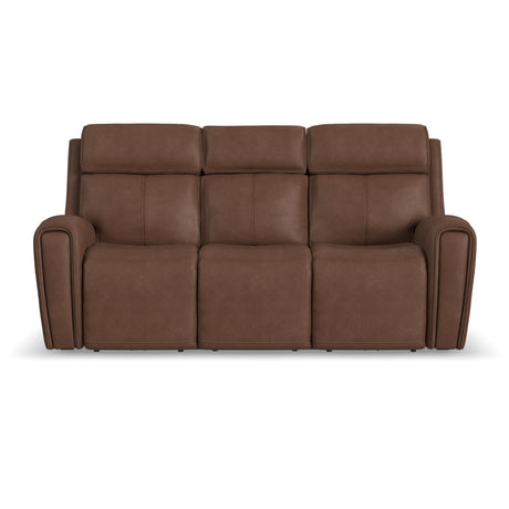 Warren Power Reclining Sofa With Console, Power Headrest & Lumbar - Dark Brown | Flexsteel