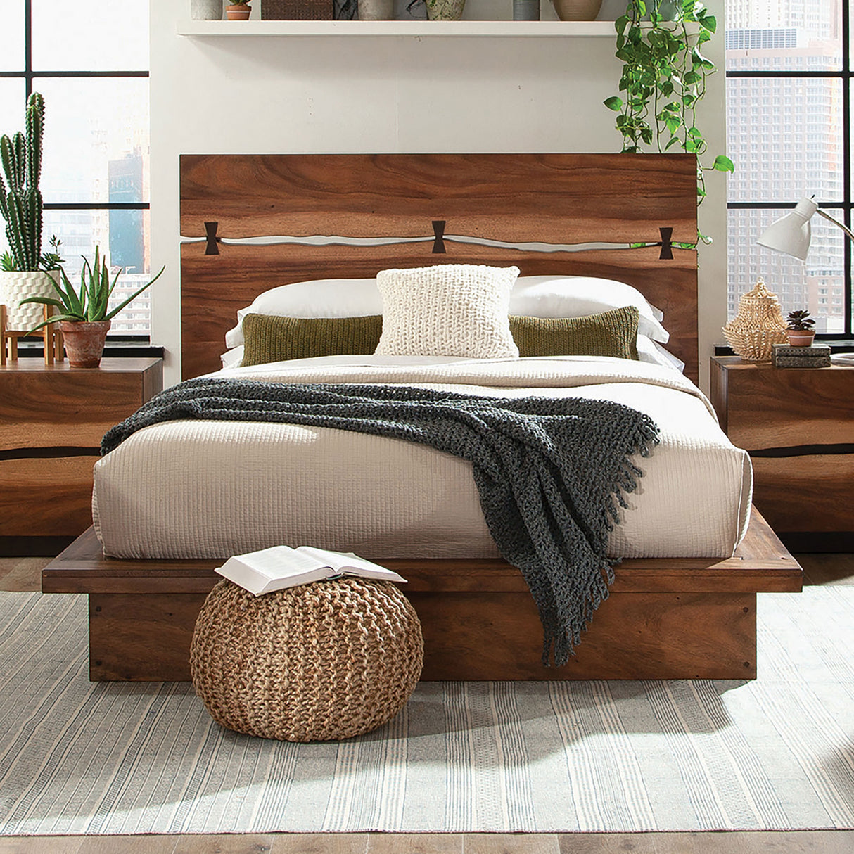 Mallory Smokey Walnut California King Platform Bed