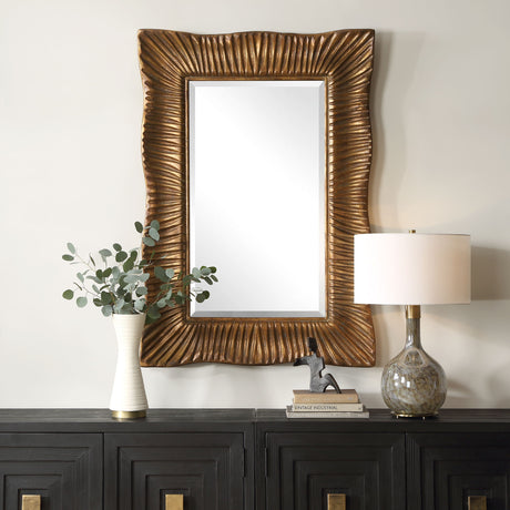 Emerson Scalloped Antique Gold Mirror by Uttermost - View 2