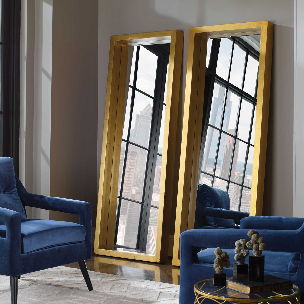 Edmonton Leaner Mirror - Gold by Uttermost - View 4