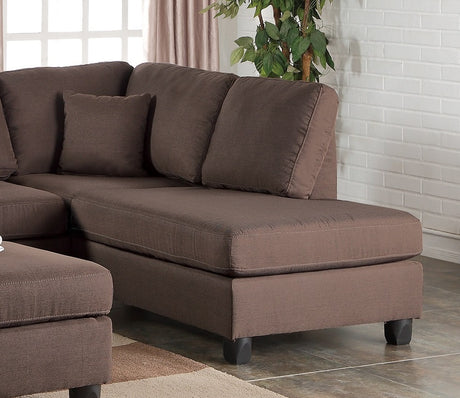 Chocolate Color 3pcs Sectional Living Room Furniture Reversible Chaise Sofa And Ottoman Polyfiber Linen Like Fabric Cushion Couch - sold by Home Elegance USA