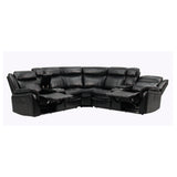 JUPITER Black Leather Sectional with Recliners and LED Lighting