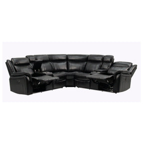 JUPITER Black Leather Sectional with Recliners and LED Lighting - sold by Home Elegance USA