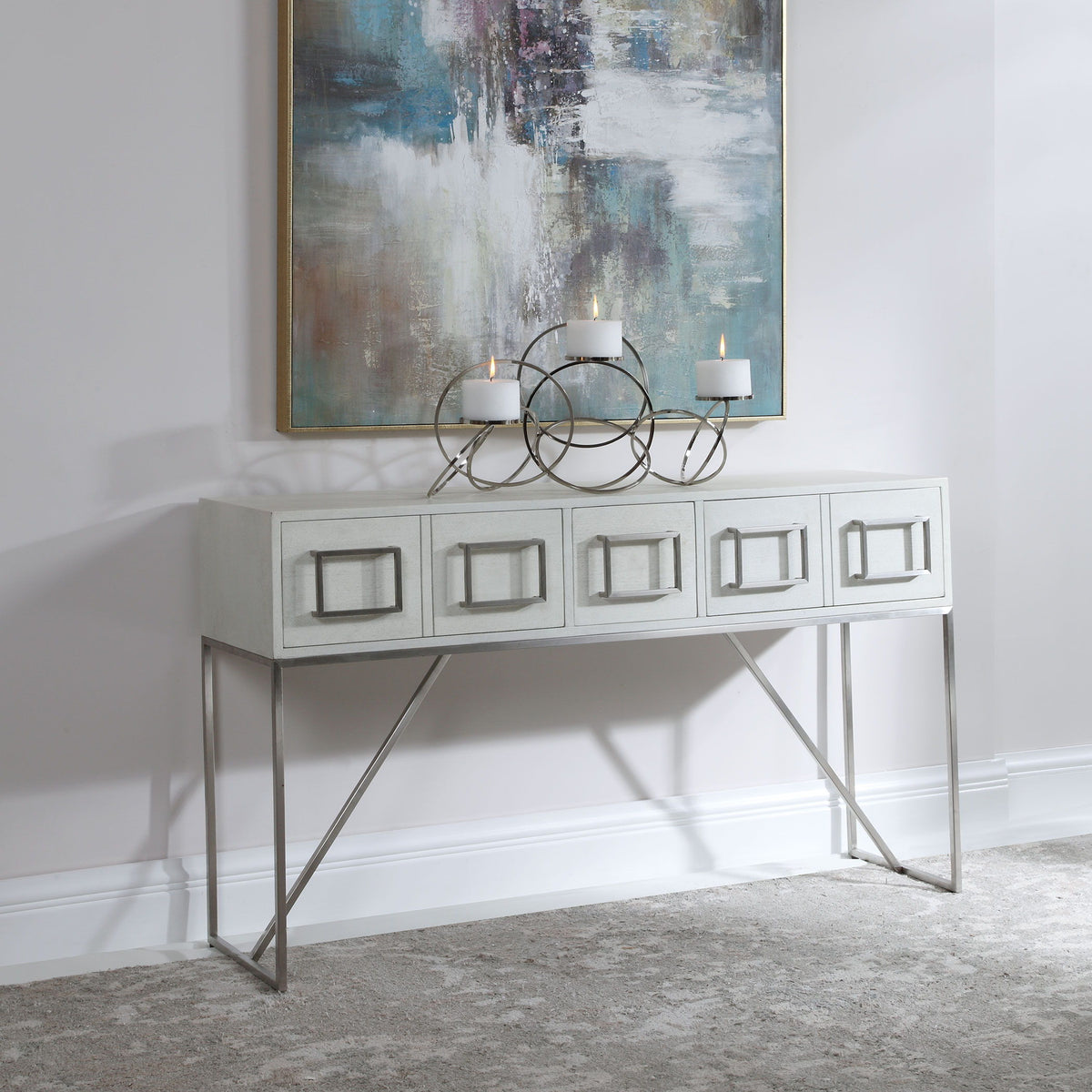 Abaya Console Table - White by Uttermost - View 2