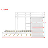 Twin-over-twin Bunk Bed with Wardrobe, Drawers and Shelves, White - Home Elegance USA