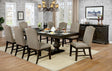 Contemporary Warm Gray Espresso 9pc Set Solidwood Dining Room Furniture Table w Leaf  8x Chairs