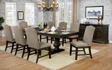 Contemporary Warm Gray Espresso 9pc Set Solidwood Dining Room Furniture Table w Leaf  8x Chairs