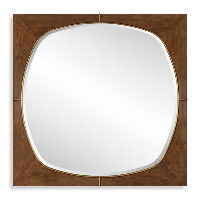 Garonne Square Walnut Mirror - Dark Brown by Uttermost - View 1