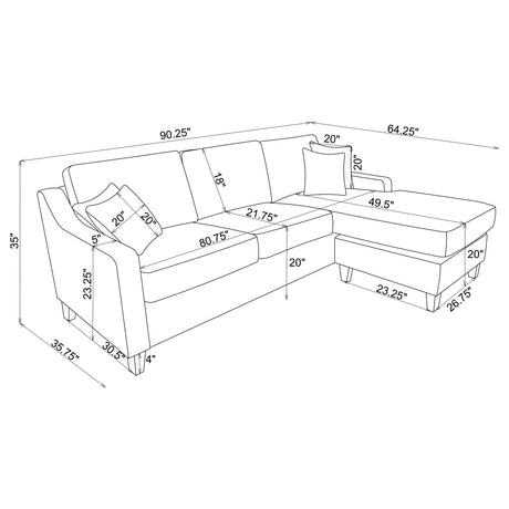 Isla Platinum L-shaped Upholstered Sectional Sofa with Pillows - sold by Home Elegance USA