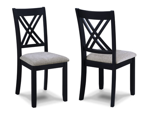 7-Pc Dinette Set Light Black Gray Rectangular Table Grey Upholstered Chairs Transitional Dining Room Wooden Dining Set Furniture - sold by Home Elegance USA