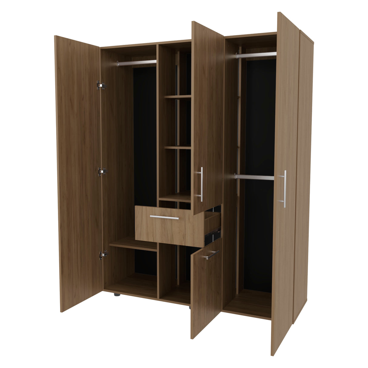 FM FURNITURE Alamo Lake Armoire Multi-storage with one Drawer, Natural Oak - sold by Home Elegance USA