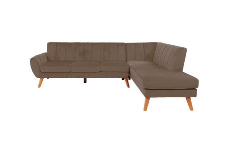 Contemporary 2-Pcs Sectional Set Living Room Furniture Light Brown Velvet Couch Left Facing Sofa, Right Facing Chaise Plush Cushion - sold by Home Elegance USA