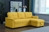 Lucca Yellow Linen Reversible Sleeper Sectional Sofa with Storage Chaise - Home Elegance USA