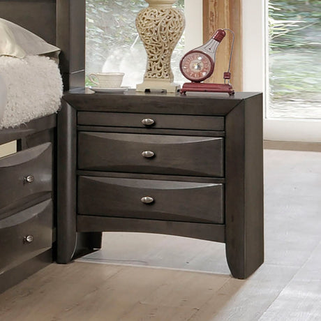 Contemporary Eastern King Size Bed 2x Nightstands Headboard Bookcase Gray Color 3pc Set Bedroom Furniture - sold by Home Elegance USA