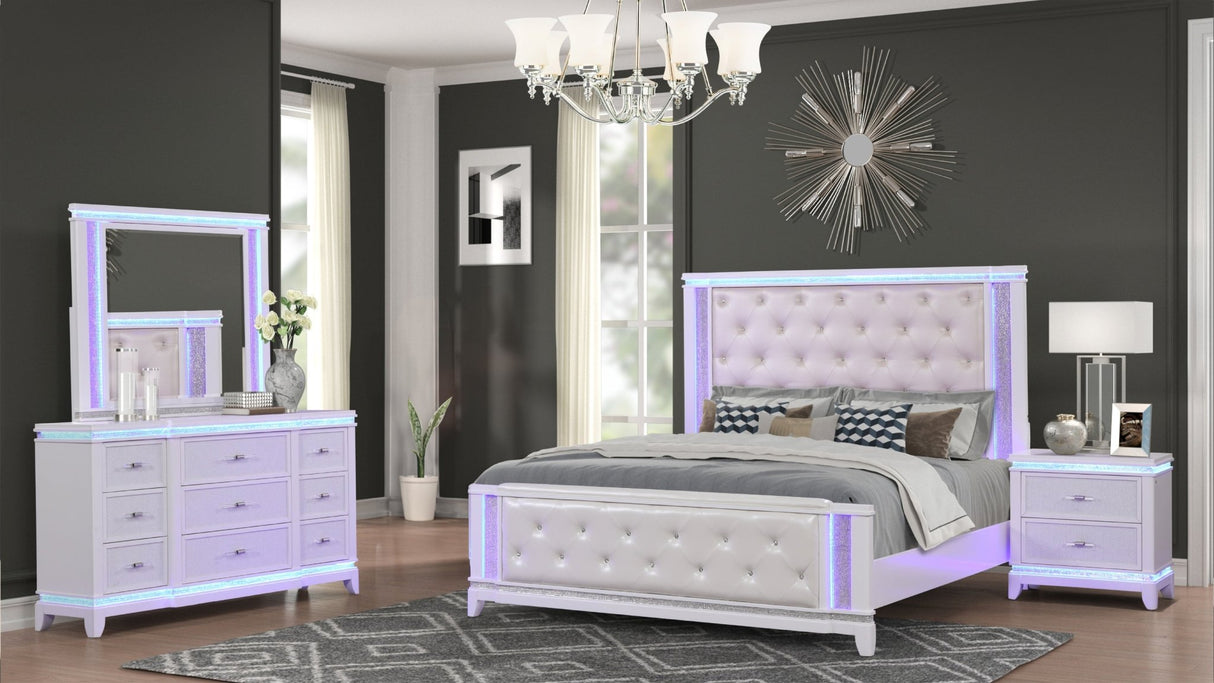 Queen 4 Pc Bedroom set in Milky White