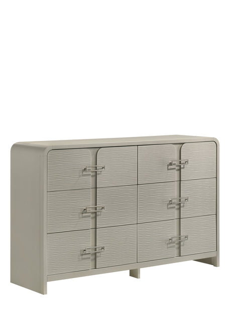 Aria Contemporary Queen 4PC Bedroom Set Modern Storage Bed with Ball Bearing Glide Drawers in Beige - sold by Home Elegance USA