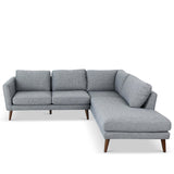 Benson Mid-Century Modern Grey Fabric Sectional Sofa with Right Facing Chaise and Solid Wood Frame
