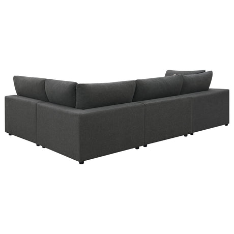 Rhette Charcoal 4-piece Upholstered Sectional with Reversible Cushions - sold by Home Elegance USA