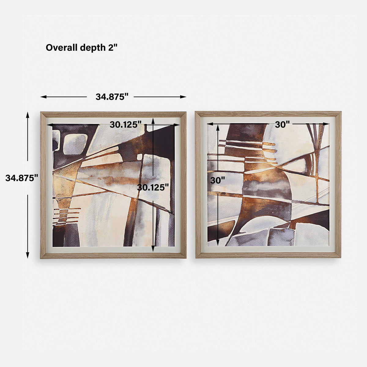 Vetrina Framed Abstract Prints (Set of 2) - Gray by Uttermost - View 8