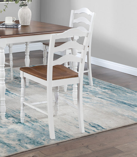 White 5-Pc Counter Height Dining Set Dining Table 4 x Chairs Natural wood Grain Look Table Top Classic Dining Room - sold by Home Elegance USA