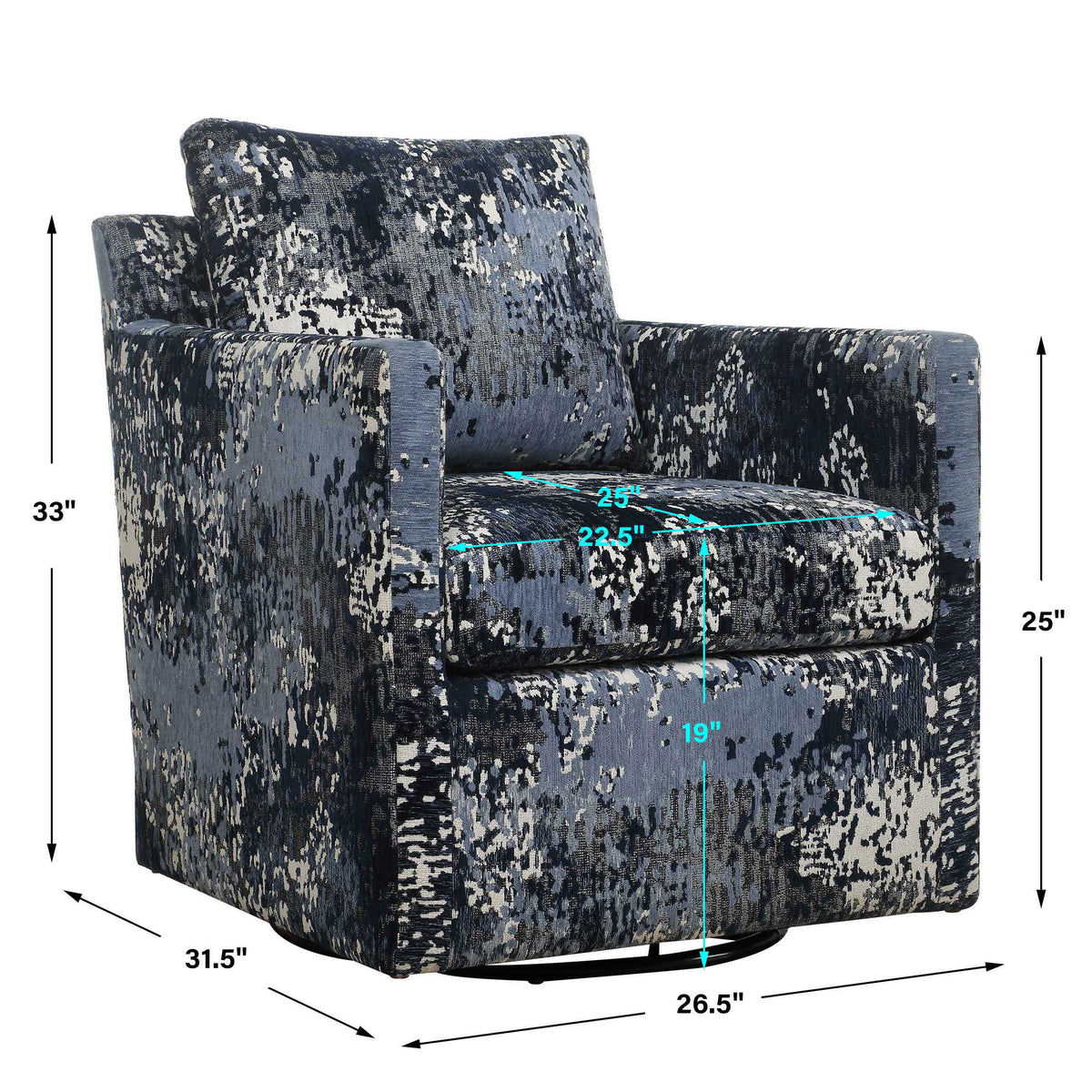 Tisdell Patterned Swivel/Glider - Blue by Uttermost - View 9