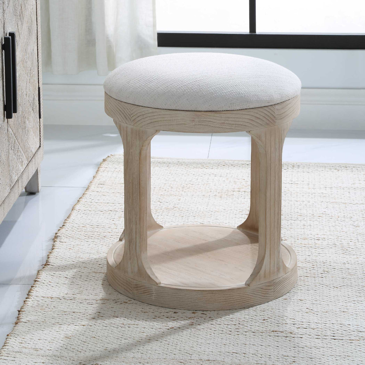 Dennen Ottoman Oak - Beige by Uttermost - View 3