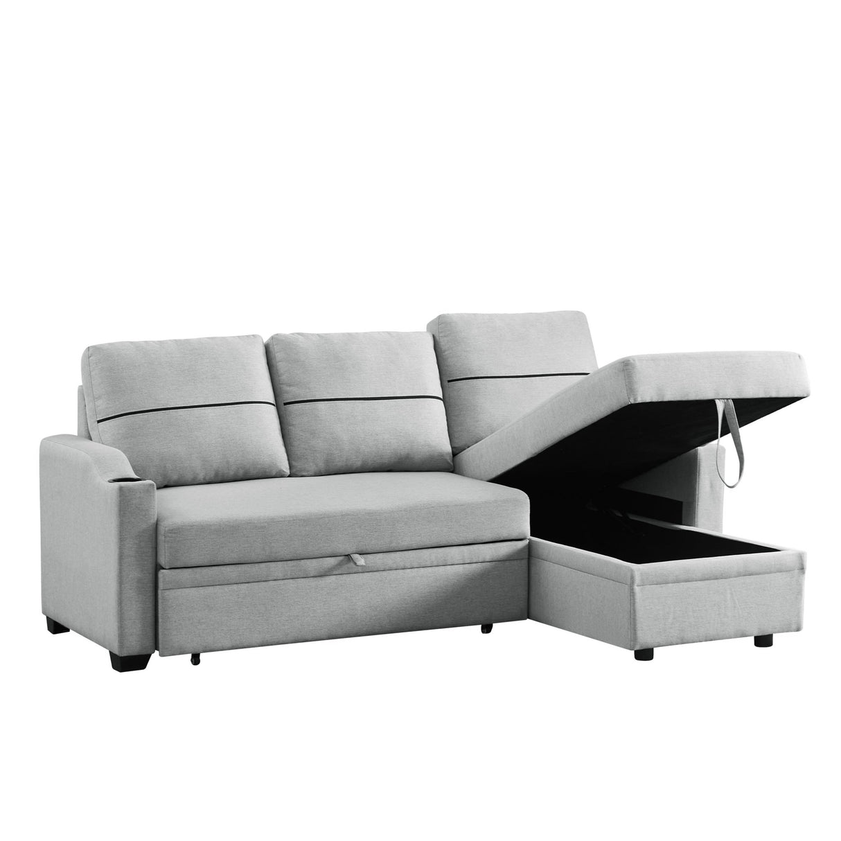 9191 Light gray pull - out storage sofa | Home Elegance USA