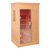 Sauna seca infrarroja para una persona, 1000 W, madera de cicuta, puerta de cristal, luces LED rojas y Bluetooth. Dimensiones: 37,8 x 30,3 x 65,4 cm.