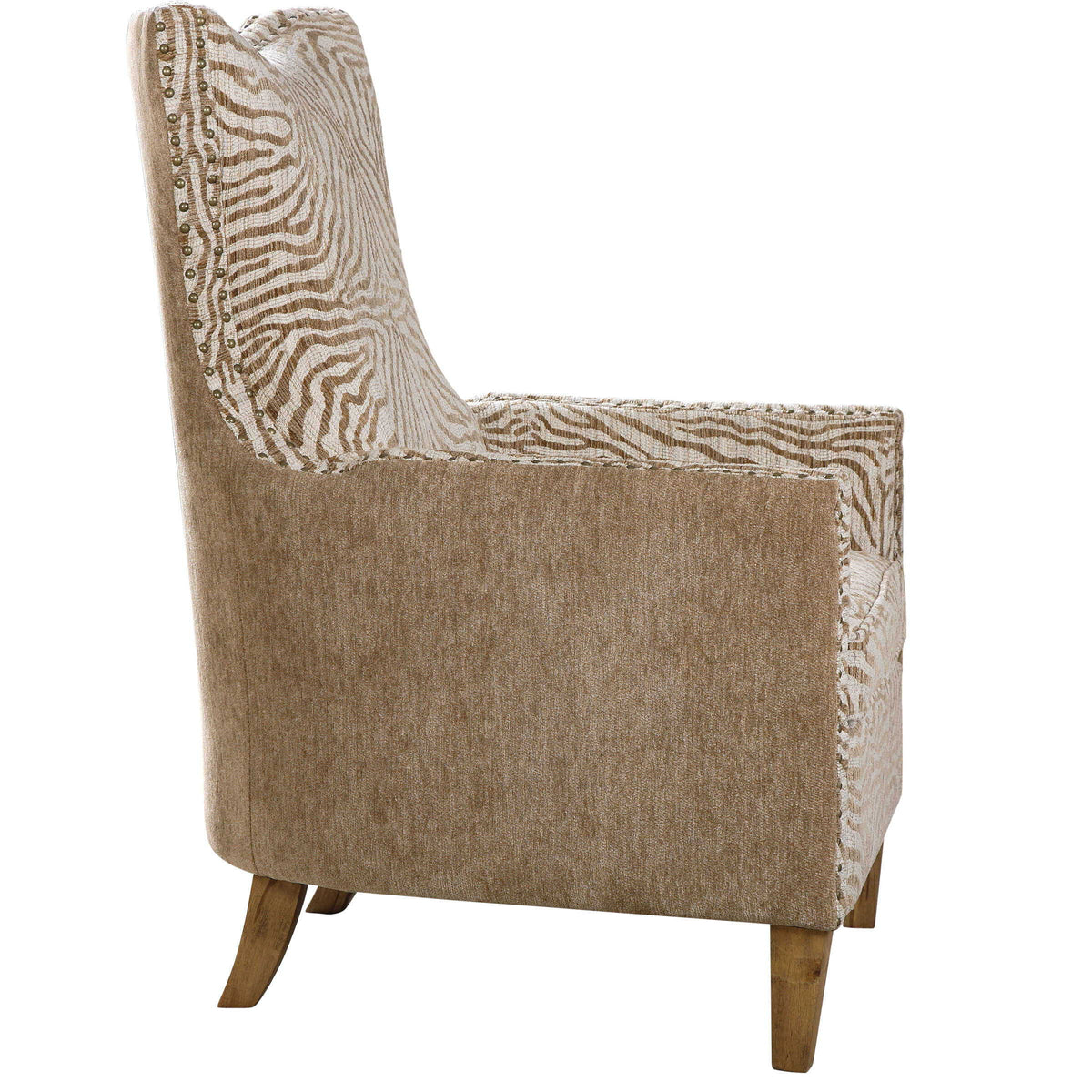 Kiango Animal Pattern Armchair - Light Brown / White by Uttermost - View 6