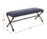 Firth Rustic Bench Navy - Blue / Light Brown by Uttermost - View 9