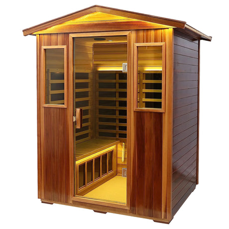 Four-Person Far-Infrared Outdoor Sauna with Low-EMF Heating, Bluetooth & LED Lighting - sold by Home Elegance USA