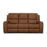 Linden Power Reclining Sofa With Power Headrests & Lumbar - Caramel | Flexsteel