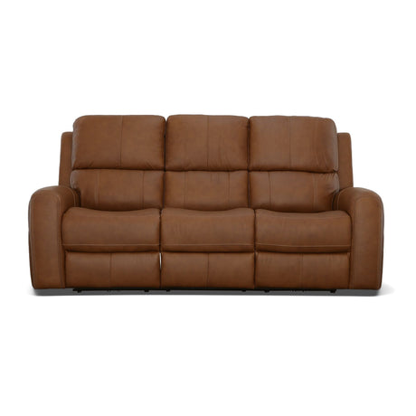 Linden Power Reclining Sofa With Power Headrests & Lumbar - Caramel | Flexsteel
